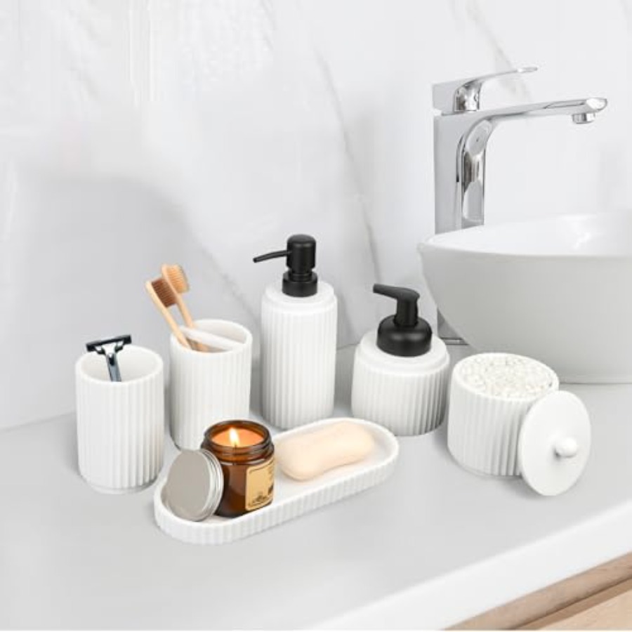 バスルームアクセサリーセット - 6点セット：歯ブラシホルダ - Toothbrush Holder Set のレビューと価格