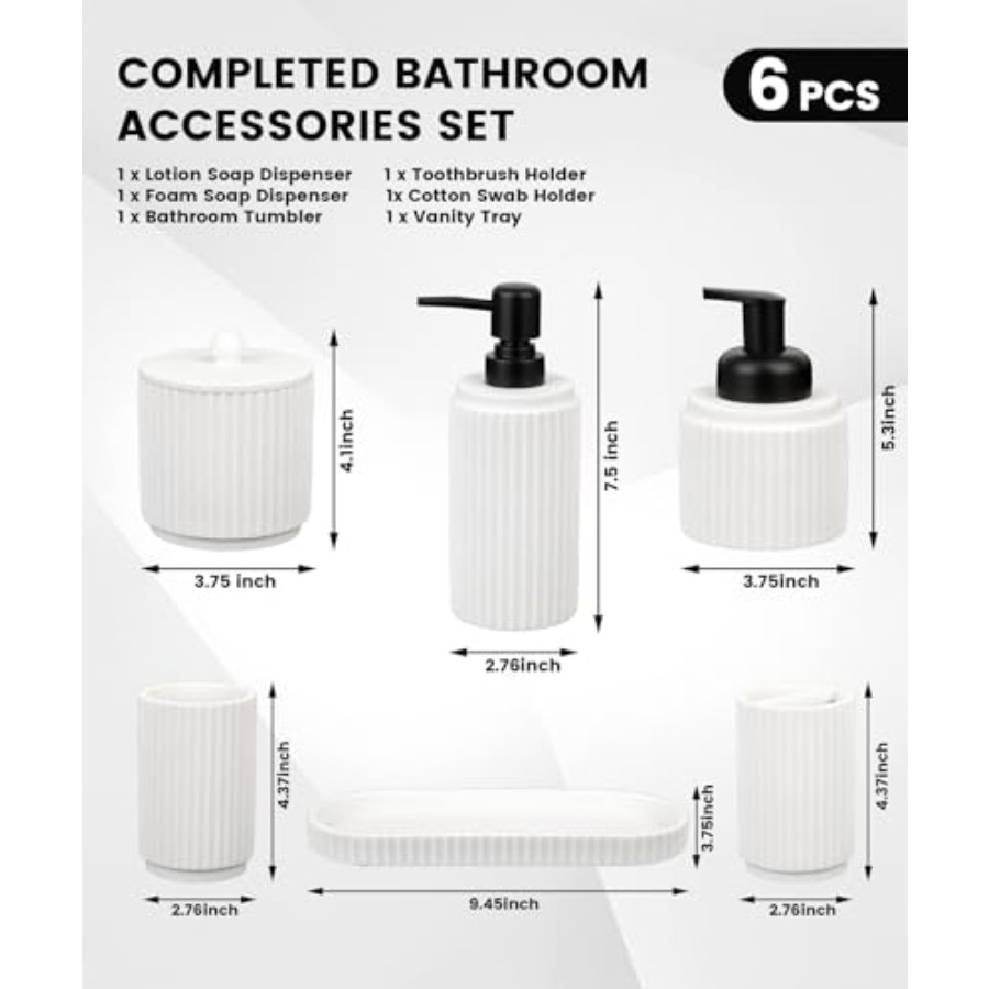 バスルームアクセサリーセット - 6点セット：歯ブラシホルダ - Toothbrush Holder Set のレビューと価格