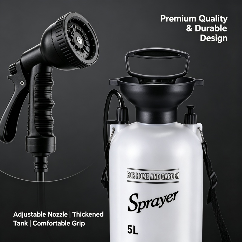 5L携帯用キャンプシャワー手動圧力噴霧器、調整可能なノズル付 - Shower Head Rain のレビューと価格